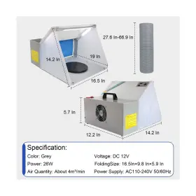Hotorda 770451301093 Portable Airbrush Spray Booth With 3 Led Lights Extra Replaceable Ex #3