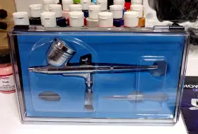 Hs08ac-sk Hseng New Airbrush Kit With Gun And 34 New/used Various Bottles Paint #3