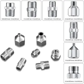 120-13ak Hubest 13pcs Multi-size Airbrush Adapter With Adjustable Valve Metal Compress #2