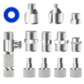 120-13ak Hubest 13pcs Multi-size Airbrush Adapter With Adjustable Valve Metal Compress