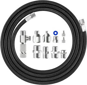 Hubest 313015625671 Airbrush Hose With Adapter Kit 10 Pcs 6ft Braided Air 1/8 Inch Ends Quick