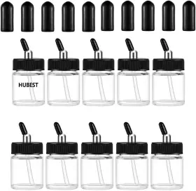 Hubest 313041719702 10pcs 22cc Airbrush Glass Bottles With Jar Caps For Master Iwata Dual Action Ai