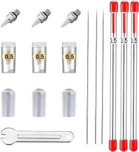 Hubest 445056590526 10pcs Airbrush Replacement Parts Kit - 0.5mm Needle Nozzle And P