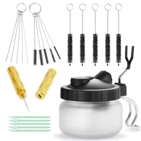 Ab0801g57 Hubest Multi-purpose Airbrush Cleaning Kit-cleaning Pot With 5 Needl