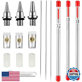 B0blcj2bm5 Hubest 10-piece Airbrush Replacement Kit 0.2/0.3/0.5mm Nozzles Needles Caps
