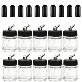 Us-10ab-g3p Hubest 10pcs 22cc Airbrush Glass Bottles With Jar Caps Adapt
