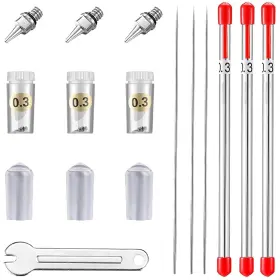 Hubest Us-3none-0.3 10pcs Airbrush Replacement Parts Kit 0.3mm Needle And Nozzle Set With Silicone