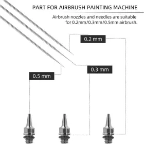 Us-3nonenc Hubest 10 Pcs Replacement Parts Kit With 0.2/0.3/0.5 Mm Airbrush Nozzle For #3