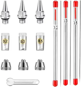 Us-3nonenc Hubest 10 Pcs Replacement Parts Kit With 0.2/0.3/0.5 Mm Airbrush Nozzle For