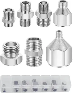 Us-ab-a1234567 Hubest 7 Pcs Of Airbrush Adaptor Set Fitting Connector Kit For