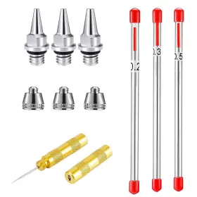 Hubest Us-r1p-a 0.2mm/0.3mm/0.5mm Airbrush Nozzle And Needle Cap With Repair Tool Replacement