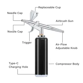 I-beautee 194467099728 High Air Flow Airbrush Kit Wireless Portable Compressor Rechargeab #2