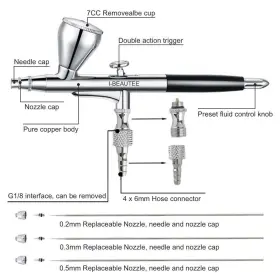 I-beautee 194467099742 Gravity Airbrush Pen With 3 Needles Optional 0.2 0.3&0.5 Dual Action For Na #2