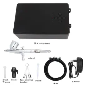 I-beautee 653998455354 New Upgraded 55psi Benchtop Airbrush Set Gravity Fed Multi-function #2