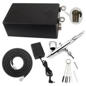 I-beautee 653998455354 New Upgraded 55psi Benchtop Airbrush Set Gravity Fed Multi-function