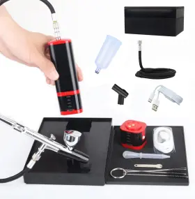 Ib-90d-318s I-beautee Portable Upgraded Dual-action Extra Battery Airbrush Kit With Compressor-repl