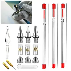Ibrookauction 608374490276 0.2/0.3/0.5mm Airbrush Nozzle Needle Set For Spray Gun Replacement Accessories