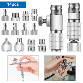 Ibrookauction 616361655355 14x Airbrush Adapter Kit 1/8 Inch 1/4 Bsp Quick Release Fittings For Air Compressor