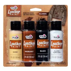 49198 Ilovetocreate Leather Paint 4 Pack Classic Colors Sand Hazelnut Black And Top Coat
