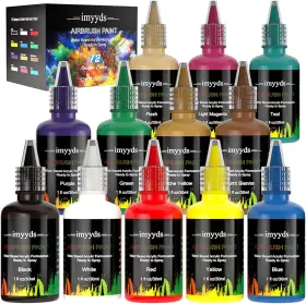 Imyyds 705353848612 Airbrush Paint 12 Color Acrylic Set Water Based Read-to