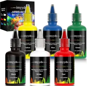 Imyyds 726084676923 Airbrush Paint 6 Color Acrylic Set Water Based Read-to-s