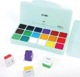 2000049175 Ink Lab Himi Gouache Paint Set Jelly Cup 18 Vibrant 1 Fl Oz Pack Of Green Case