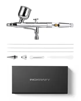 Inokraft 976613852456 Airbrush Beginner Set With 3 Nozzle Sets 0.2 0.3 And 0.5 Mm - Dual-action Grav
