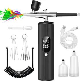 Inviment 445023092039 Airbrush Kit With Compressor - 48psi High Pressure Non-clogging Air Brush Set
