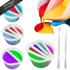 4p-resin-molds Ioualey 2sticck-us 4 Pack Split Cups For Paint Pouring 2 Pcs Stir 1 Count Of 6 White