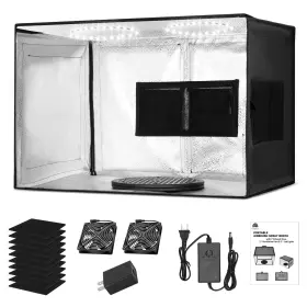 Iridesc 721718387442 Portable Airbrush Spray Booth With 2 Exhaust Fans Led Lights - Lightweight &