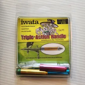 K155 Iwata Triple Action Handle Airbrush Kit With 5 Colored Handles