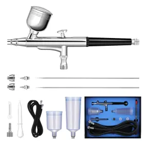 St-ab-1310k Joyabest Airbrush Kit 0.3mm Dual-action Air Brush Gun Extra 0.2mm And 0.5mm Nozzles/nee