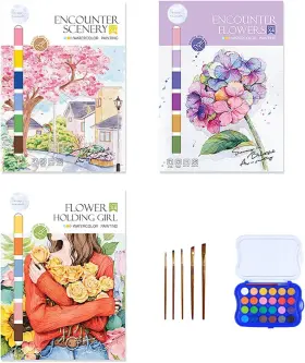 Jj-wcs2024 Jtenjche Diy Watercolor Kit 3 Themes12 20x13 Cms Colorful