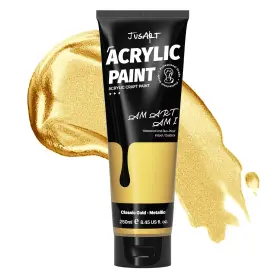 Jabxyl004-250 Jusart Acrylic Paint Metallic Gold Tubes 250ml 8.45 Fl Oz Pack Of 1