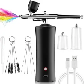 K Kernowo 799473191796 Airbrush Kit With Compressor - 32psi Cordless Rechargeable Airb