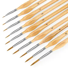 Ds050301 Kiason Miniature Paint Brushes 10pc Fine Detail Brush Set Mini Small Inch