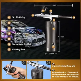 Kb-ab001 Kibee Aibrush Rechargeable Handheld Mini Air Compressor Airbrush Portable Co #2