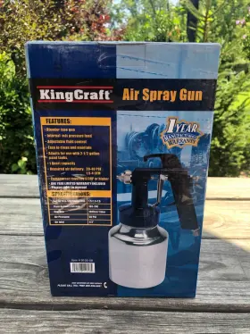 9105-08 King Craft New Air Spray Gun 1 Quart Bleeder Type 1.5-4 Cfm Required Easy Clean