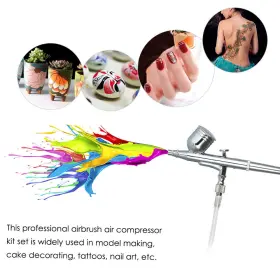 Loe0883923063170hc Kkmoon Airbrush Compressor Set Feed Brush Kit For Art T9m4 #2