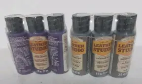 Leather Studio 71434 71429 Set Of 6 - 2 Fl Oz Paint- 3 Metallic Gunmetal And Amethyst