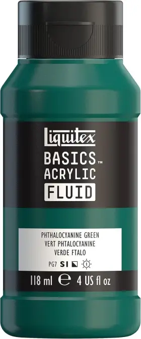 1042317 Liquitex Basics Acrylic Fluid Paint 118ml 4-oz Bottle Phthalocyanine Green