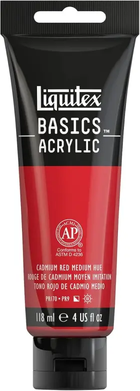 1046151 Liquitex Basics Acrylic Paint 4 Fl Oz Pack Of 1 Cadmium Red Medium Hue