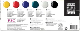 Liquitex 473683891331 Basics Acrylic Fluid Paint 6 X 118ml 4-oz. Bottle Set #2