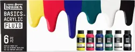 Liquitex 473683891331 Basics Acrylic Fluid Paint 6 X 118ml 4-oz. Bottle Set