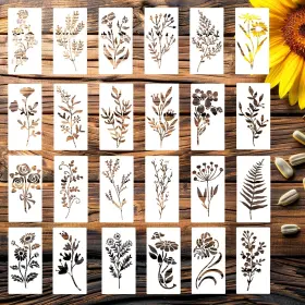 60qbyw9tx Lloussak 601166 1 24pcs Flower Stencils For Painting Leaf Crafts Pla