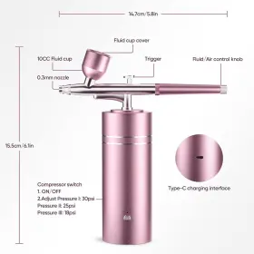 B0cpbk2rl8 Lussmioe 30psi Airbrush For Nails Cordless Portable Kit With Compressor #2