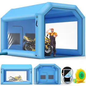 Tent-1 Lvaostt 10x8.2x8.2ft Inflatable Paint Booth With 550w Powerful Blower And Three Layer