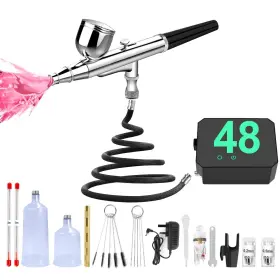 Madetec 716597259270 Professional Nail Art Airbrush Kit With Compressor - 3 Adjustable Psi 25/35/