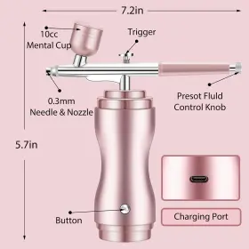 Ak200 Madetec Airbrush Kit With Compressor Cordless 0.3mm Nozzle For Makeup Painting #2