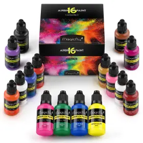 Mf9015-evo-fba Magicfly Airbrush Paint 16 Colors Acrylic Set 30 Ml/1 Oz Ready To S